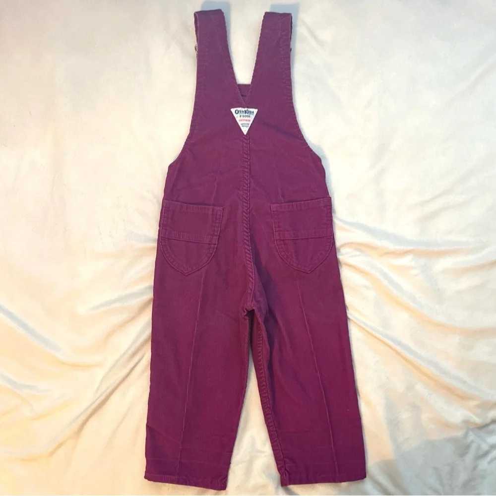 Vintage OshKosh B'Gosh Vestbak Corduroy USA Overalls 3T Fuchsia Toddler Girl